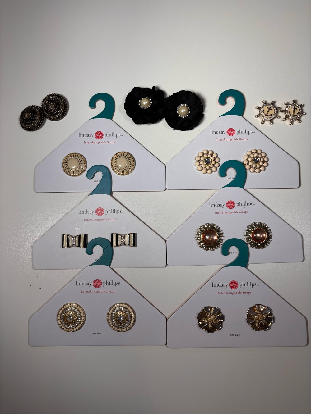 Lindsay Phillips Interchangeable Shoe Snaps Lot of 9 Pairs Rhinestone Charm